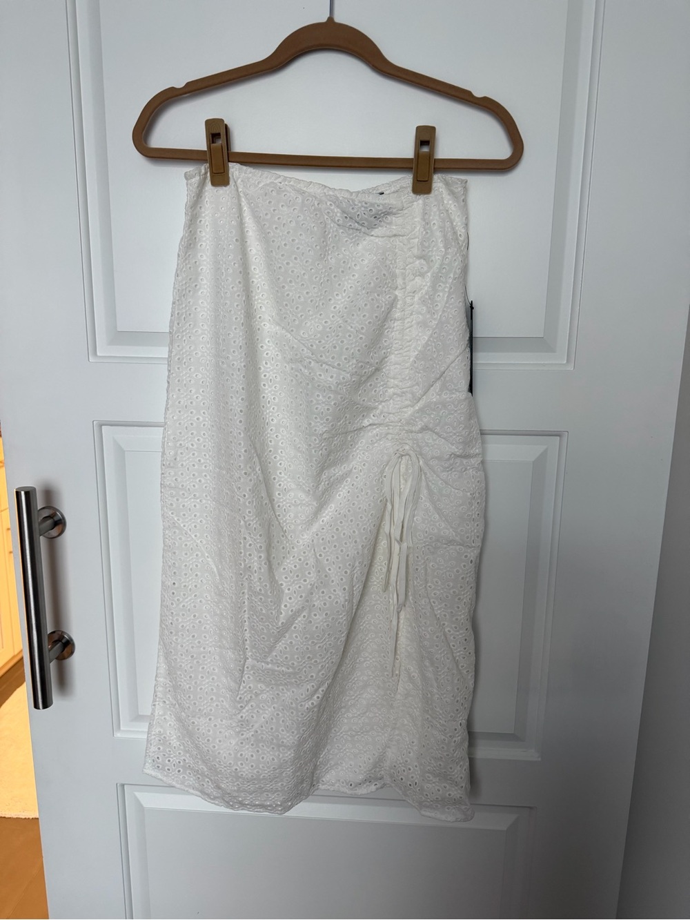 Vici White Eyelet Midi Skirt